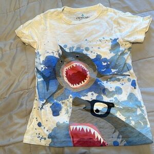 Crewcuts Boys Blue Shark w Braces T Shirt size 6-7